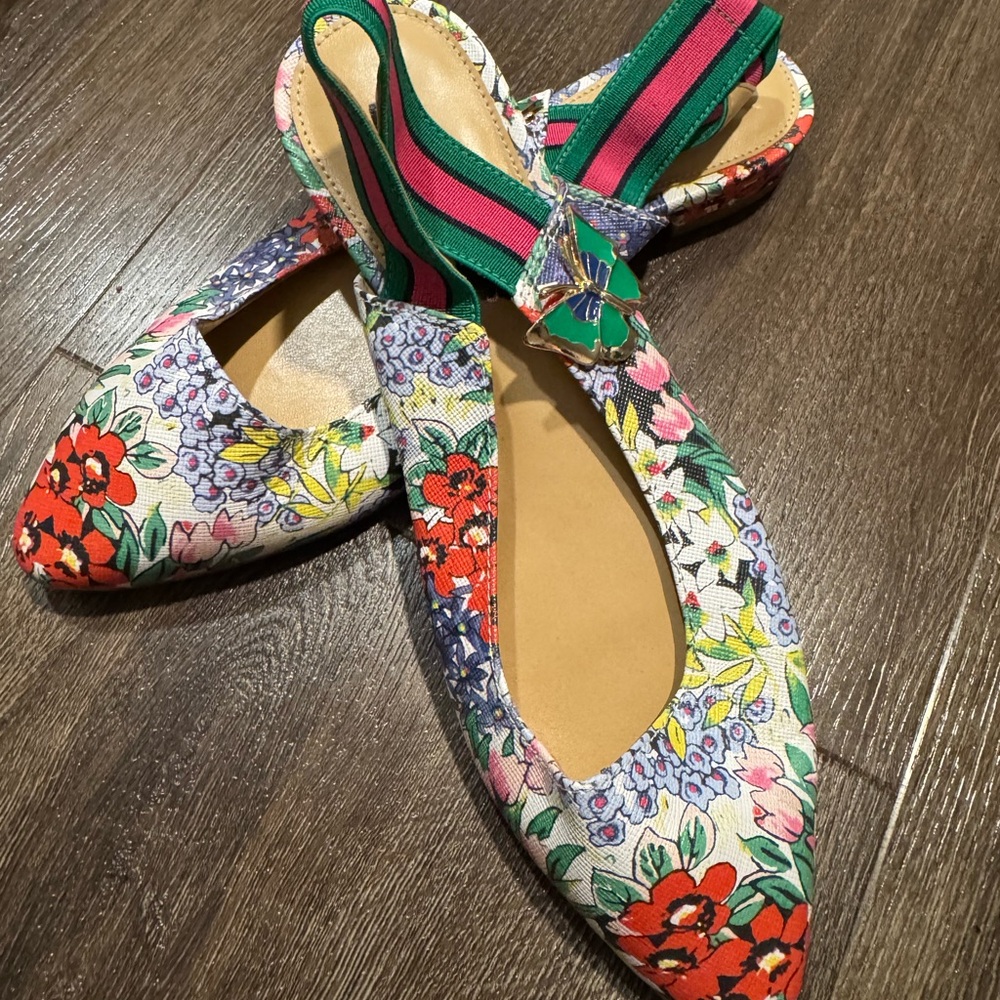 New. Edison Webbing Floral Slingback Women's Shoes